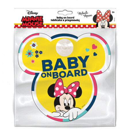 autobord Minne Mouse Baby on Board! 13 cm PVC geel (en)