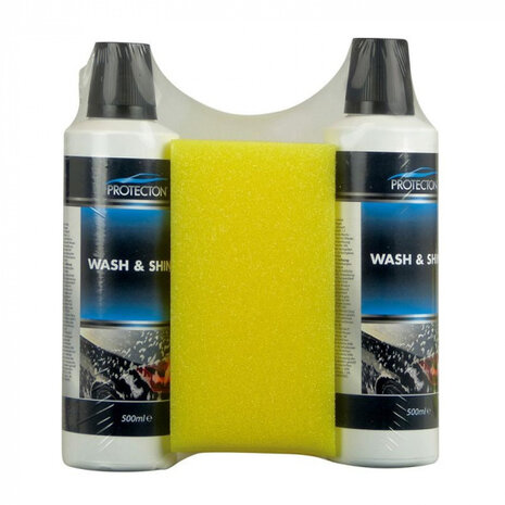 reinigingsset Wash &amp; Shine met spons 1 liter 3-delig