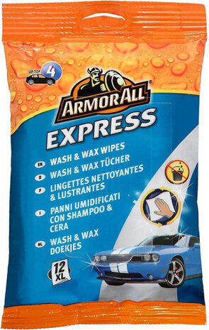 poetsdoekjes Express Wash &amp; Wax Wipes 12 stuks