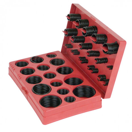 assortiment O-ring rubber zwart/rood 408-delig