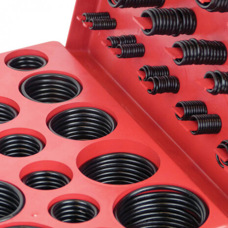 assortiment O-ring rubber zwart/rood 408-delig