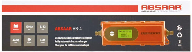 acculader AB-4 4A 6/12V 120Ah 24,5 x 11,5 cm rood/zwart