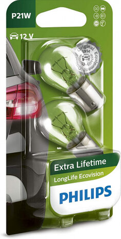 binnenverlichting P21W LongLife Ecovision 12V wit 2 stuks