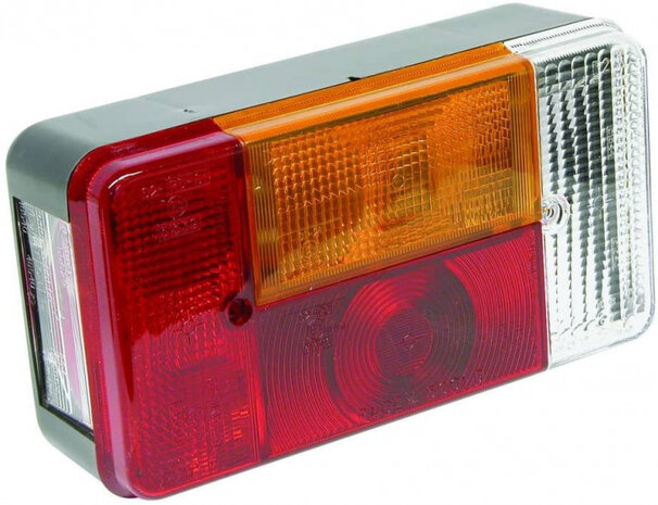 achterlicht rechts 5 functies 12V 19 cm rood/wit/geel