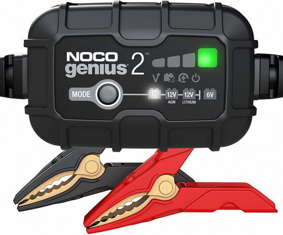 acculader Genius2 6/12V 2A 14 x 9 cm zwart