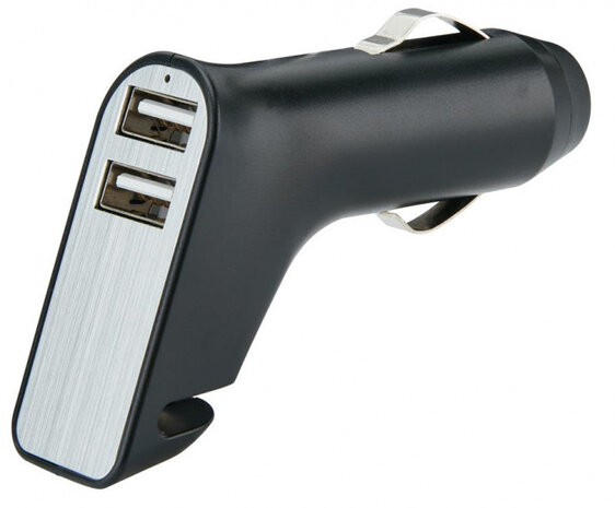 autolader met dubbele USB-poort 5V/2,1A ABS zwart
