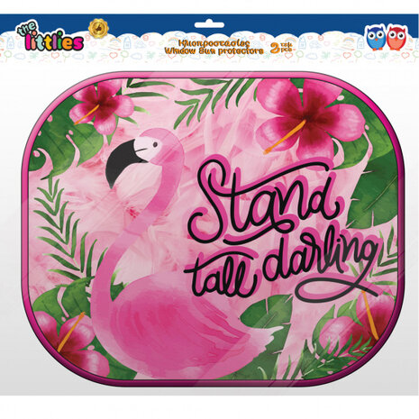 zonneschermen Flamingo meisjes 44 cm mesh 2 stuks