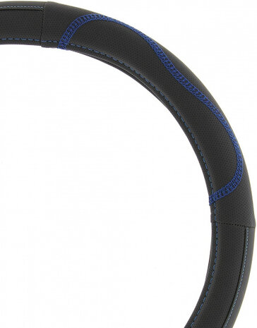 auto stuurhoes 37 - 39 cm PVC zwart/blauw