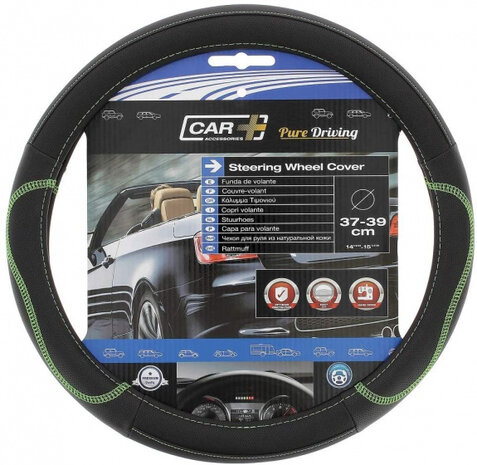 auto stuurhoes 37 - 39 cm PVC zwart/groen