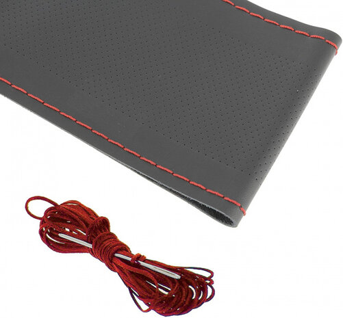 stuurhoes met veter universeel 37-39 cm leer zwart/rood
