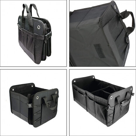 kofferbak organizer 60 liter 56 x 38 cm polyester zwart