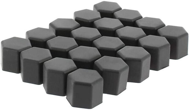 wielmoerkapjes 17 mm siliconen zwart 20 stuks