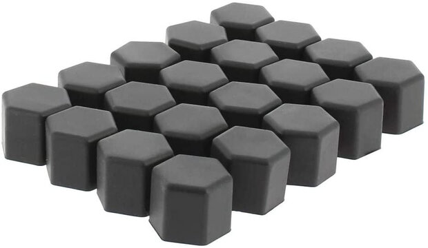 wielmoerkapjes 19 mm siliconen zwart 20 stuks