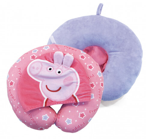nekkussen met capuchon Peppa Pig junior 33 cm polyester roze/paars