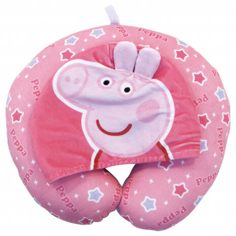 nekkussen met capuchon Peppa Pig junior 33 cm polyester roze/paars
