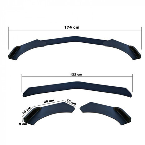 voorspoiler &#039;Lip Splitter&#039; universeel ABS zwart