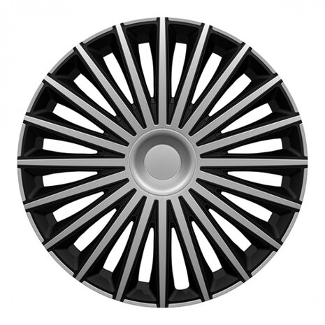 wieldoppenset Dakota 14 inch zilver/zwart 4 stuks