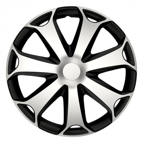 wieldoppenset Mega 16 inch zwart/zilver 4 stuks