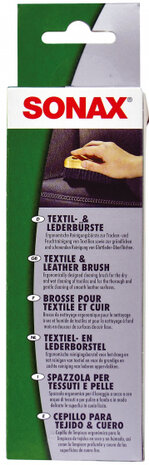 reinigingsborstel textiel en leder 19,5 x 6 cm bruin/zwart
