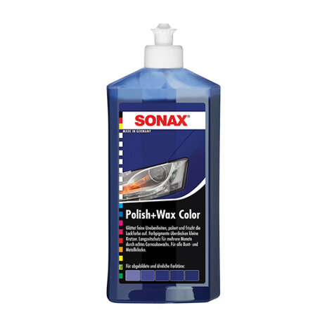 poetsmiddel Polish&amp;Wax Color 500 ml blauw