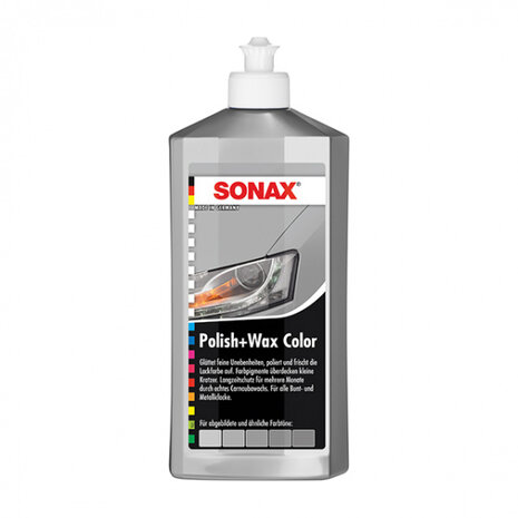 poetsmiddel Polish&amp;Wax Color 500 ml grijs