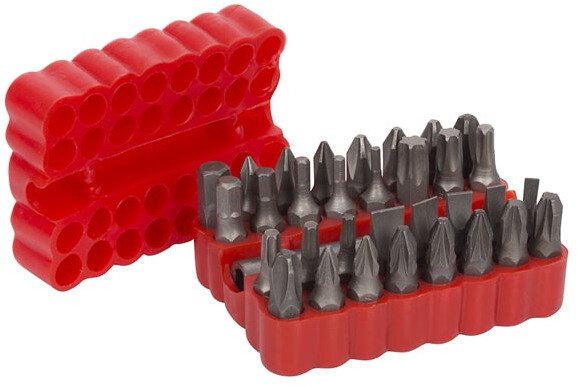 bitset staal zilver/rood 33-delig