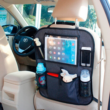 organizer autostoel 25,5 x 21,5 cm polyester grijs
