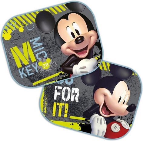 zonnescherm Mickey Mouse 36 x 45 cm grijs/geel 2 stuks