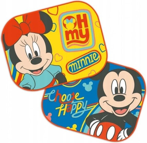 zonnescherm Mickey &amp; Minnie 36 x 45 cm geel 2 stuks
