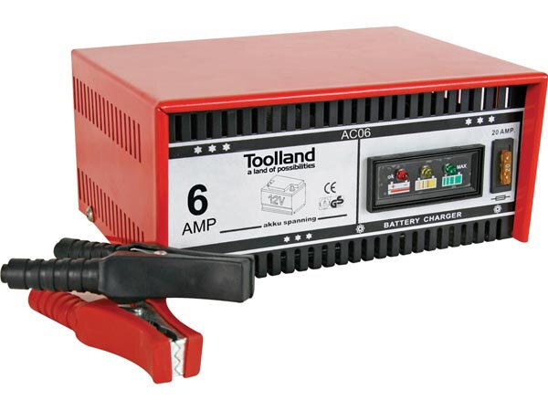 loodzuur acculader 12 V 6A rood/zwart