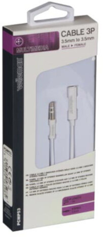 audiokabel 3.5 mm 1 meter nikkel/ABS wit