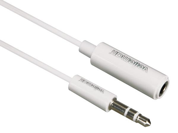 audiokabel 3.5 mm 1 meter nikkel/ABS wit