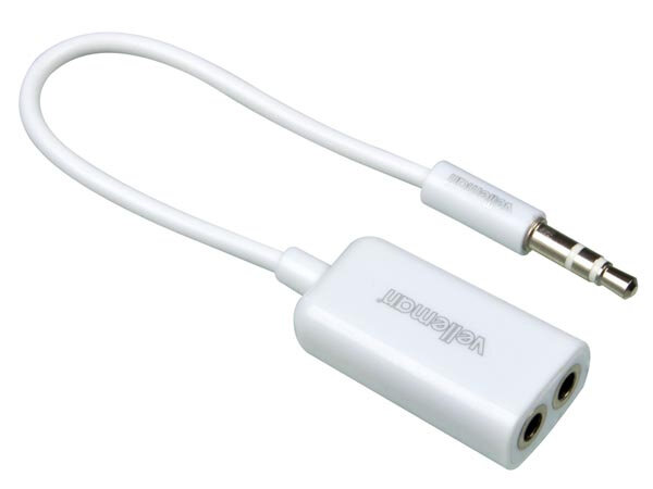 audiokabel 3.5 mm 10 cm ABS/nikkel wit
