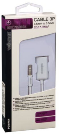 audiokabel 3.5 mm 10 cm ABS/nikkel wit