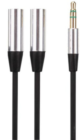 splitterkabel 3.5 mm 20 cm polyurethaan zwart/zilver