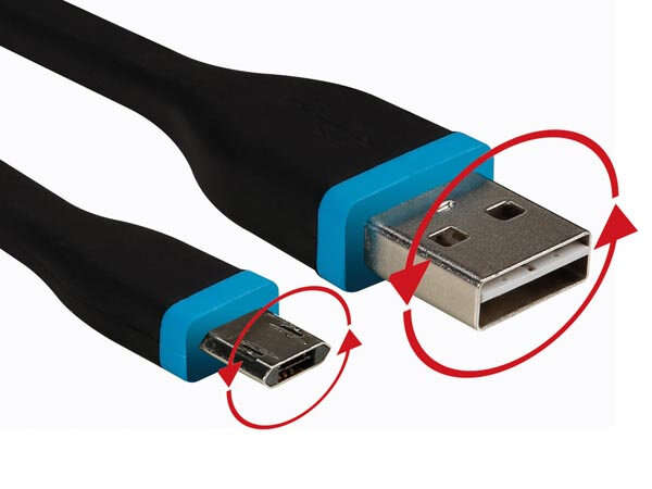 laadkabel micro-USB/USB 12 cm nikkel zwart/blauw