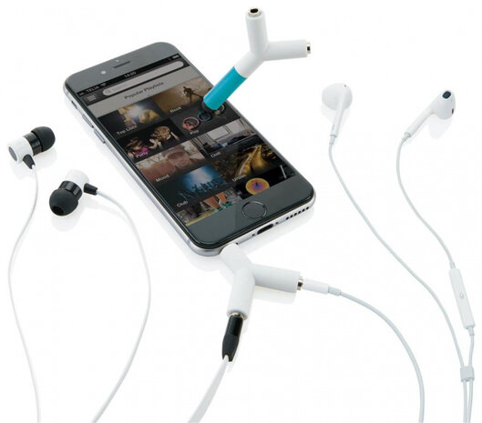 audiosplitter 3.5 mm jack ABS blauw/wit