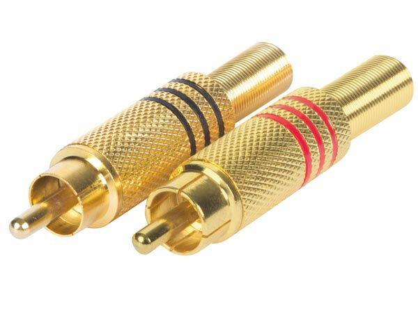 RCA-plugs 4 mm mannelijk nikkel goud 2 stuks