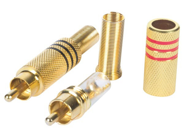 RCA-plugs 4 mm mannelijk nikkel goud 2 stuks