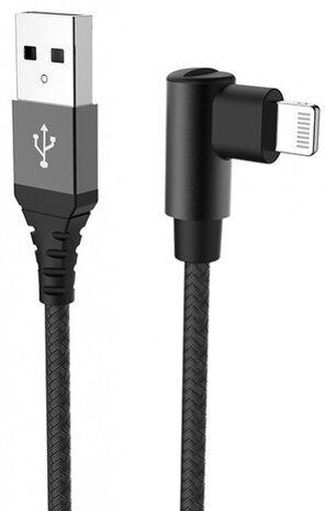 datakabel MFI L connector 100 cm nylon zwart