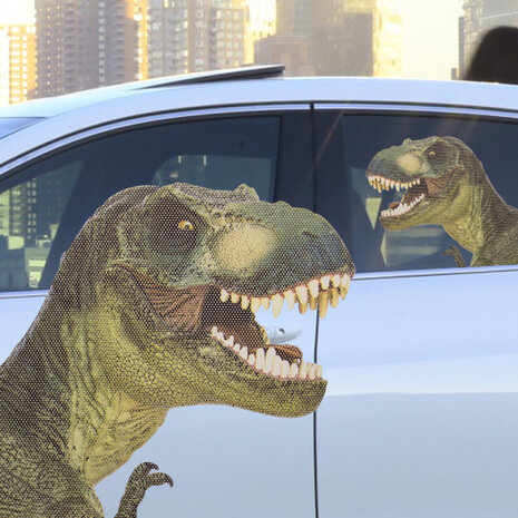 autoraamsticker T-Rex 20 cm vinyl groen