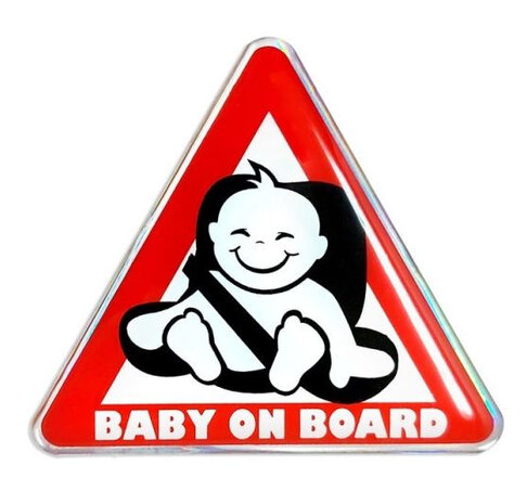 autosticker Baby on board in stoel 3D 6 x 6,5 cm rood