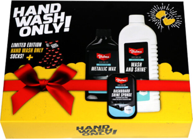schoonmaakset Hand Wash Only zwart/geel/wit 4-delig