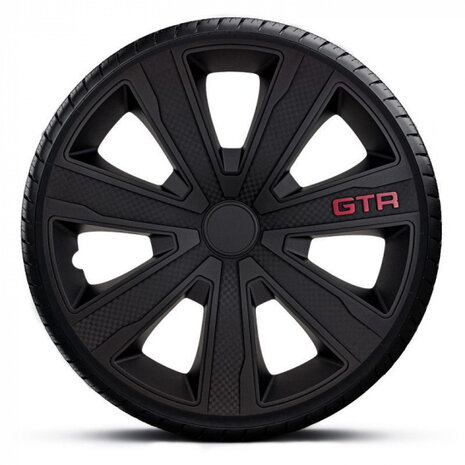 wieldoppenset GTR Carbon 14 inch ABS zwart 4 stuks