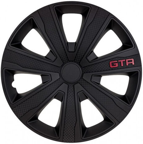 wieldoppenset GTR Carbon 16 inch ABS zwart 4 stuks