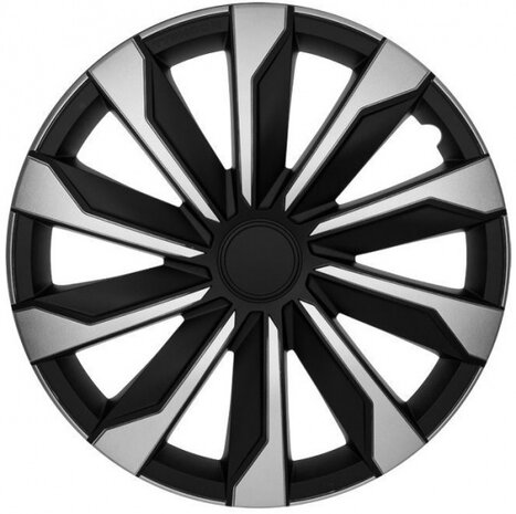 wieldoppen Typhoon 15 inch ABS zilver/zwart 4 stuks