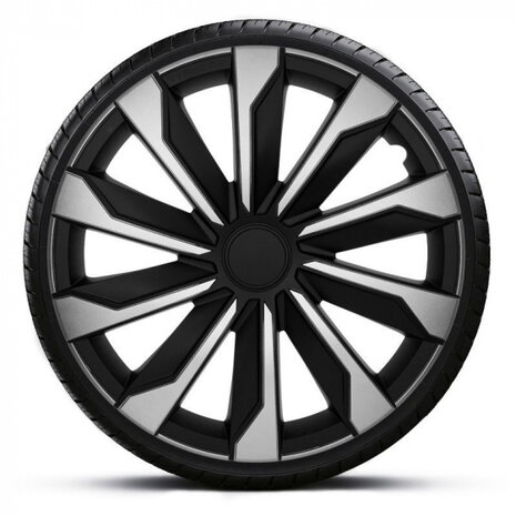 wieldoppen Typhoon 15 inch ABS zilver/zwart 4 stuks