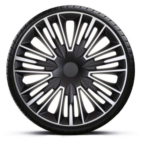wieldoppenset Jerez 16 inch ABS zilver/zwart 4 stuks