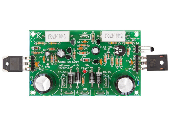 vermogensversterker discreet 200W 107 x 62 mm groen