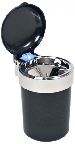 asbak met licht Antirook 9 x 11 cm zwart/zilver